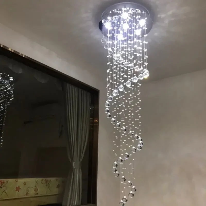 DecorBites™ Large LED Crystal Spiral Chandelier for Modern Living Room, Staircase, Bedroom, Hotel