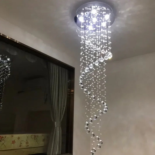DecorBites™ Large LED Crystal Spiral Chandelier for Modern Living Room, Staircase, Bedroom, Hotel