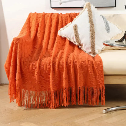 DecorBites™ Knitted Woolen Blanket - Cozy Home Accent and Travel Essential