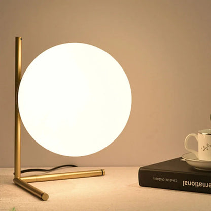 DecorBites™ LED Brass Glass Table Lamp for Bedside Reading Desk - Modern Round Ring Design