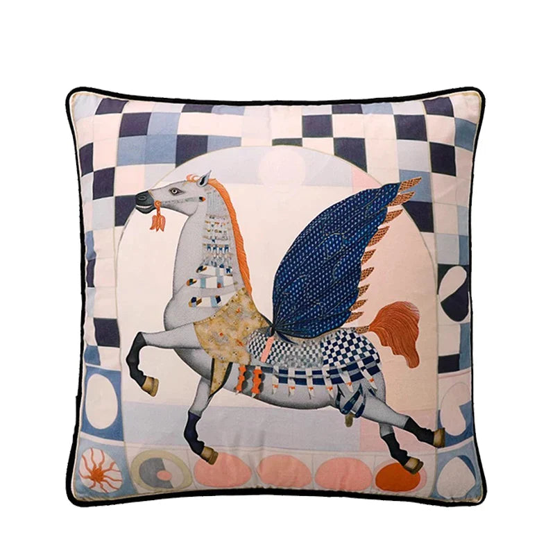 DecorBites™ Circus Horse Print Velvet Cushion Cover in Various Sizes