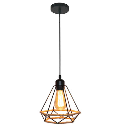 Vintage Black Metal Wire Cage Pendant Light