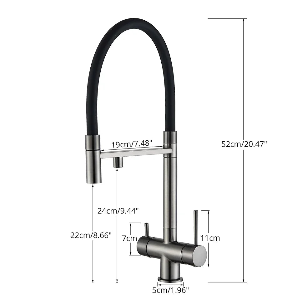 Grifo de filtro de agua de doble salida Decorbites™ para agua potable pura con función de rotación