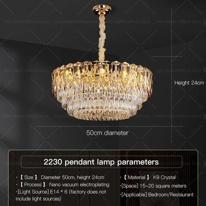 DecorBites™ Crystal Chandelier: Modern Luxury Round Italian Restaurant Light