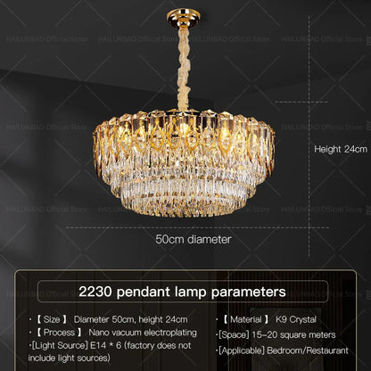 DecorBites™ Crystal Chandelier: Modern Luxury Round Italian Restaurant Light