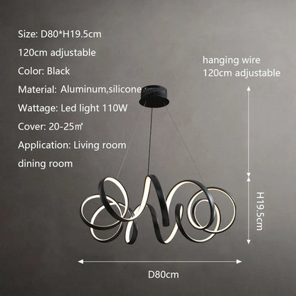 Lámpara de araña LED creativa y retorcida DecorBites™ para iluminación de sala de estar y dormitorio