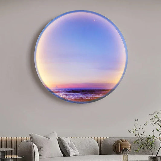 DecorBites™ Circular Ring Sky Blue White Cloud Wall Lamp for Living Room Baby Bedroom