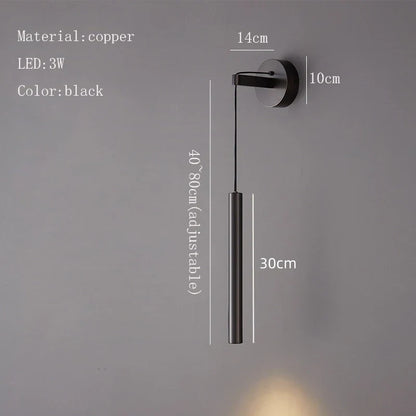 DecorBites™ Height-Adjustable Copper LED Wall Lamp: Luxurious Warm Atmosphere for Bedside, Foyer, Hotel