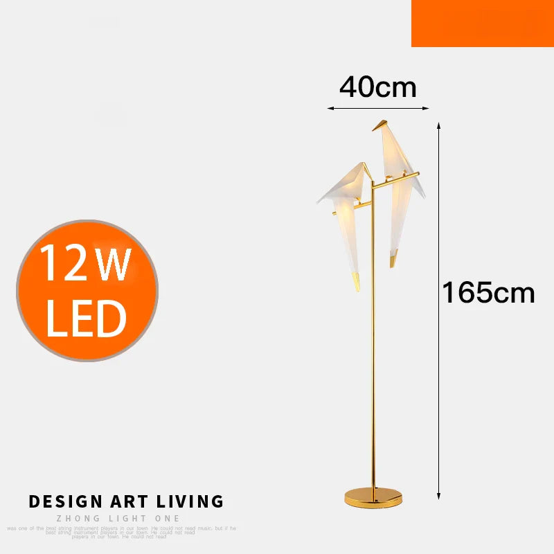 DecorBites™ Gold Origami Bird Floor Lamp: Modern Home Decor and Reading Light