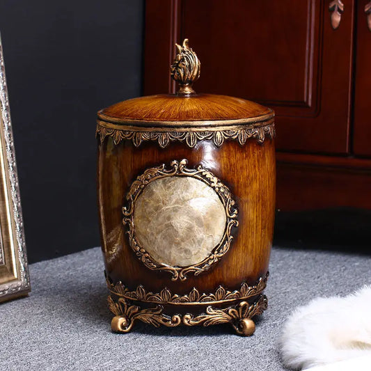 DecorBites™ Living Room Covered Trash Can, American Style Waste Bin with Lid