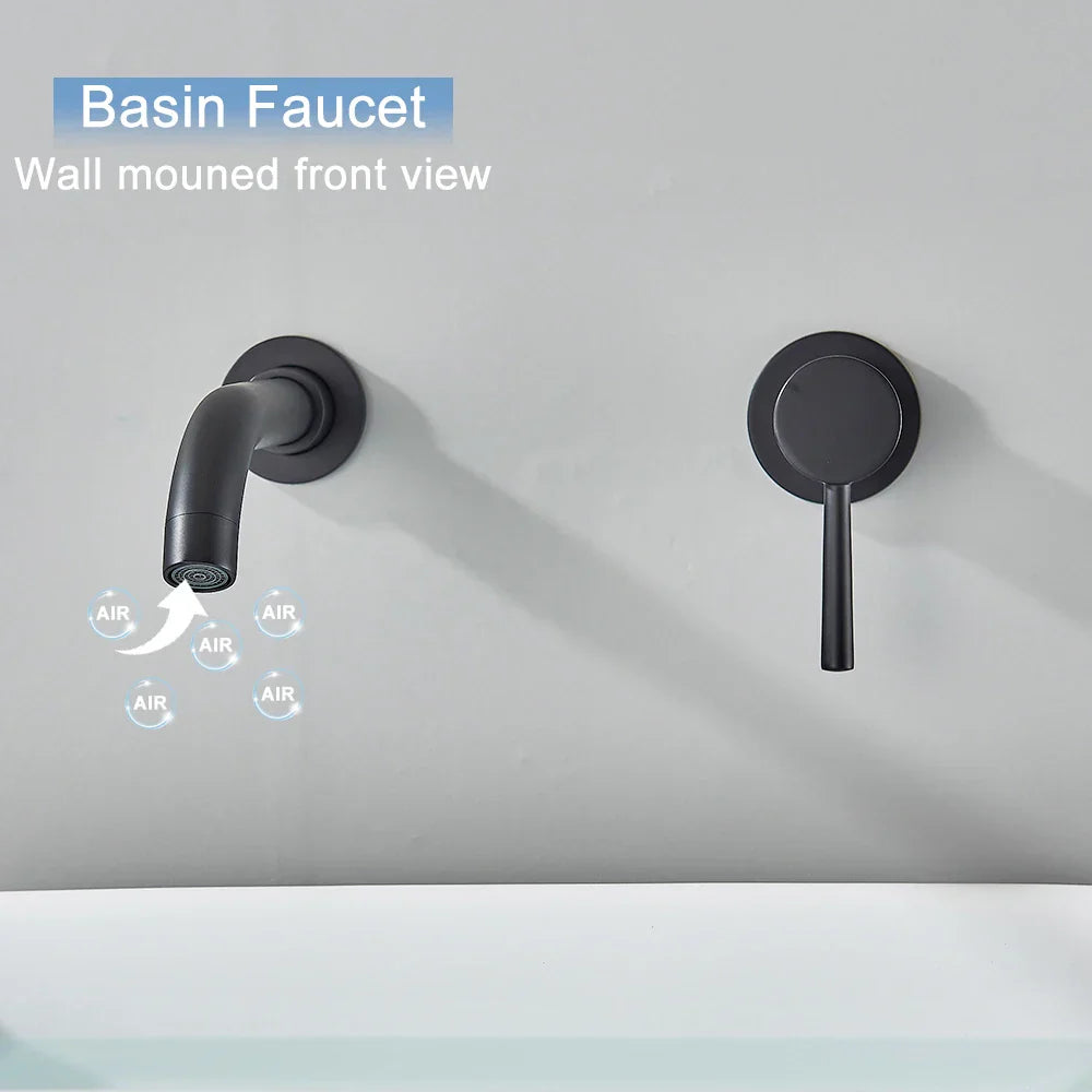 DecorBites™ Gold Wall Mounted Basin Faucet with 360° Rotation - Dual Hole Mixer Tap
