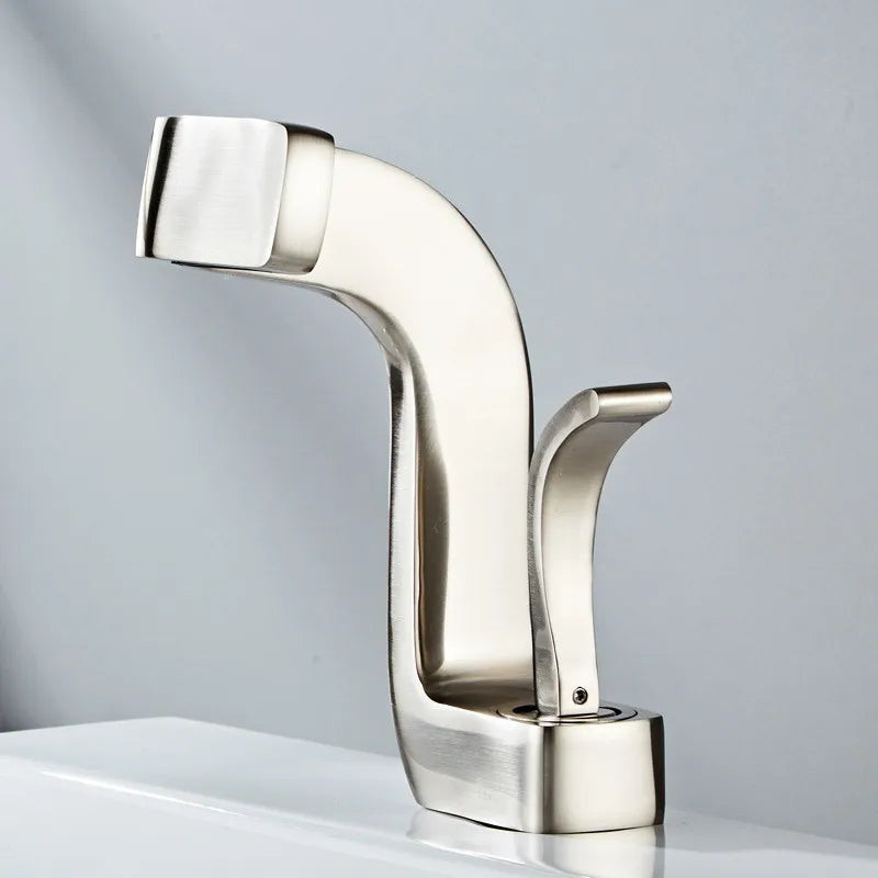 Grifo de Lavabo de Latón Dorado Decorbites™ Mezclador de Agua Fría y Caliente para Fregadero Montaje en Cubierta