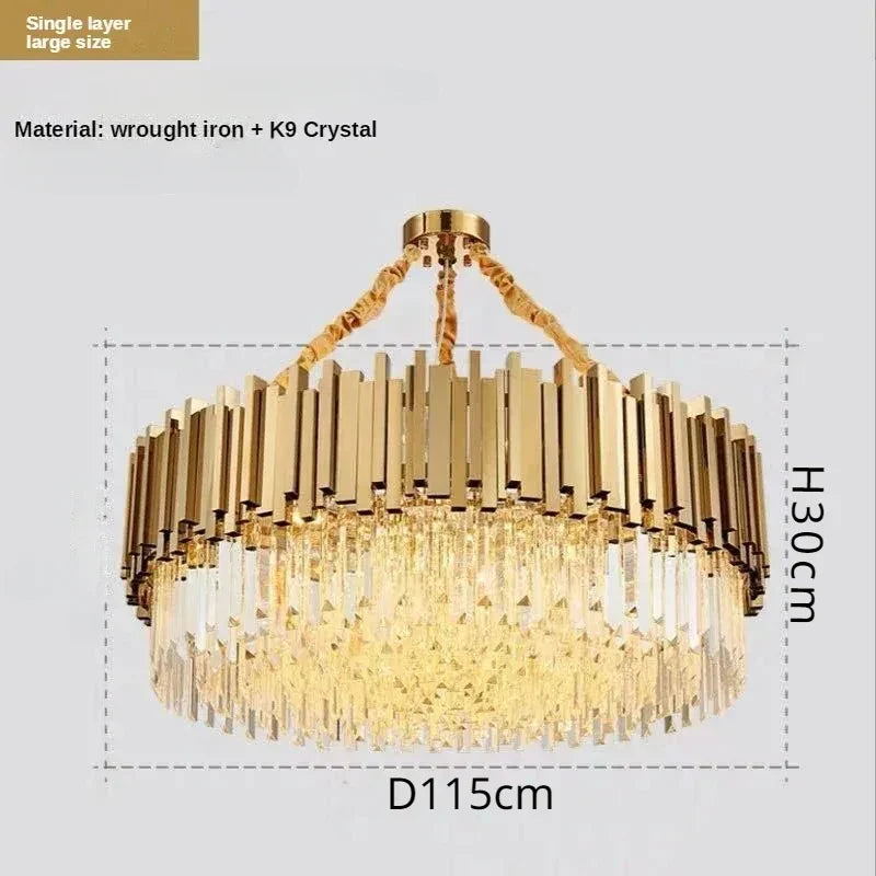 DecorBites™ Crystal Ceiling Chandelier: Luxury Round LED Light for Living Room, Artistic Home Decor