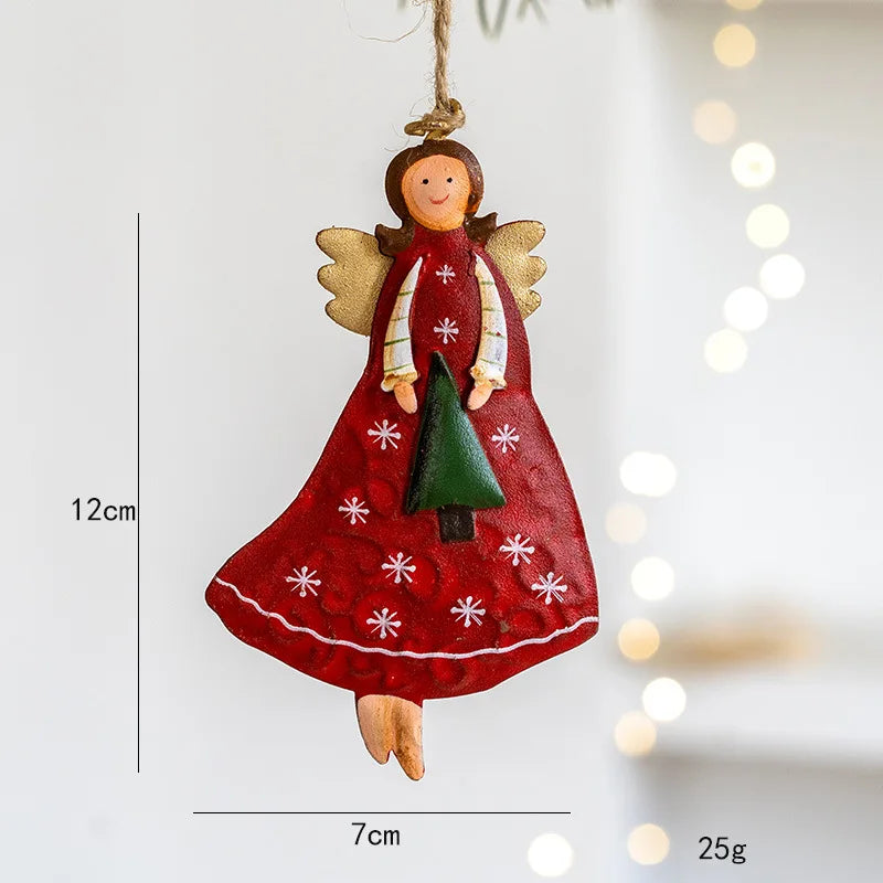 American Country Retro Old Iron Christmas Angel Girl Decoration Pendant Christmas Tree Decoration