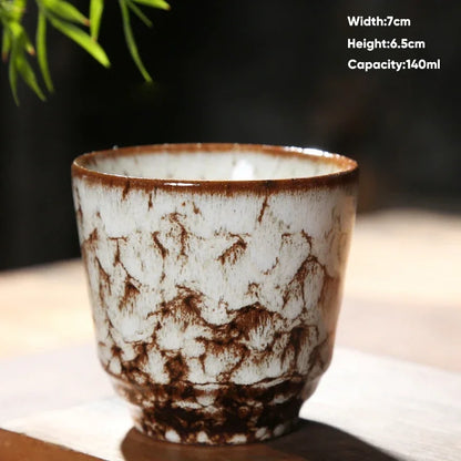 DecorBites™ Japanese Kiln Transformation Ceramic Tea Cup Espresso Coffee Mug Pottery Kung Fu Teacup