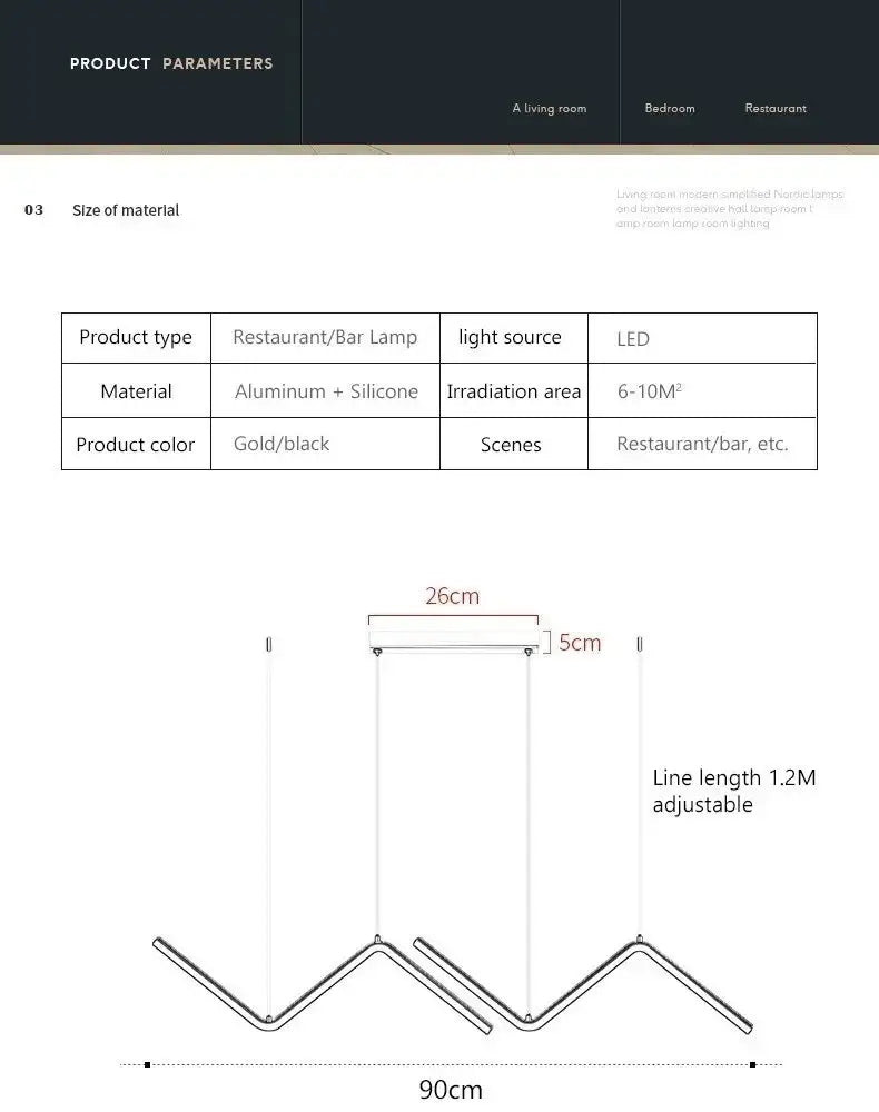 DecorBites™ Contemporary LED Pendant Lights 2-Head 90cm