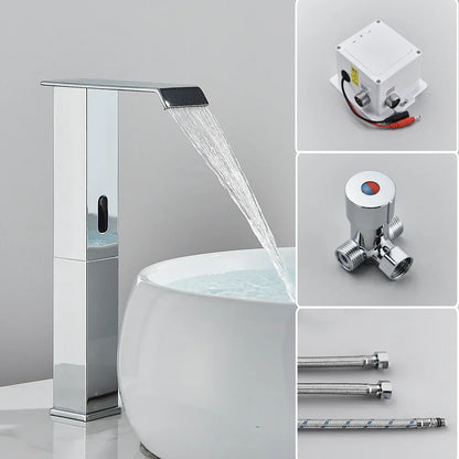 صنبور حوض الحمام DecorBites™ المزود بمستشعر تلقائي على شكل شلال - حنفية حوض حمام بدون لمس