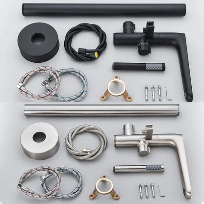 DecorBites™ Dual Handle Black Waterfall Bathtub Faucet Floor Standing Set for Bathroom