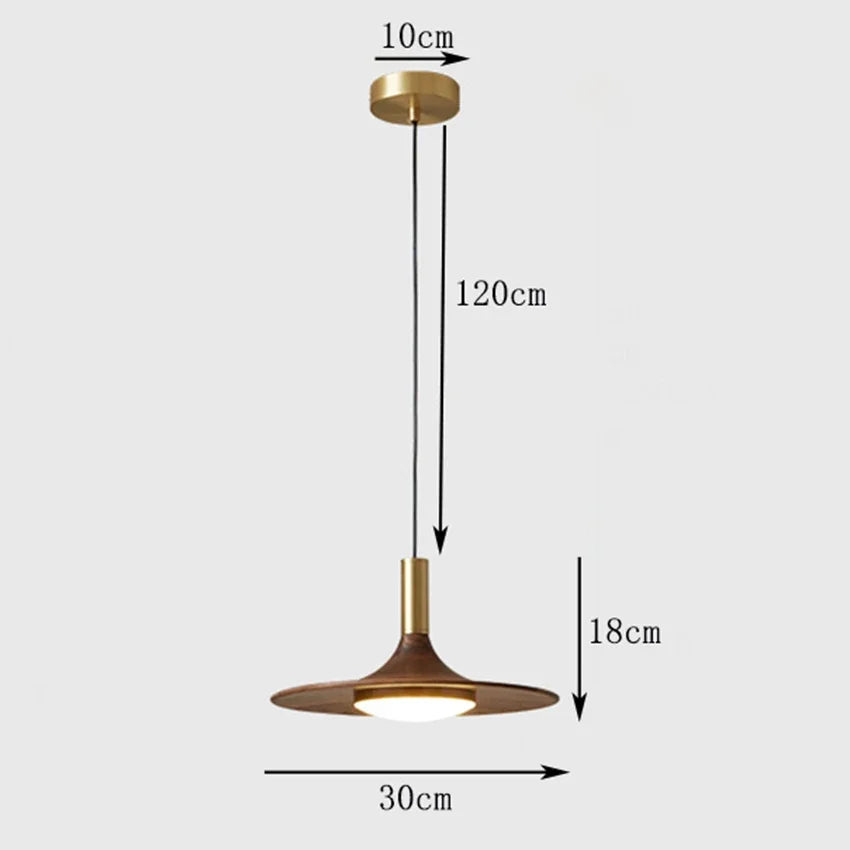 DecorBites™ Flying Saucer Solid Wood Chandelier for Restaurant, Bedroom, Cafe - Nordic Copper