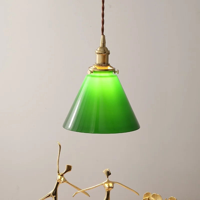 DecorBites™ Green Glass LED Pendant Lights, Adjustable Nordic Modern Hang Lamp for Bedroom, Kitchen, Hotel