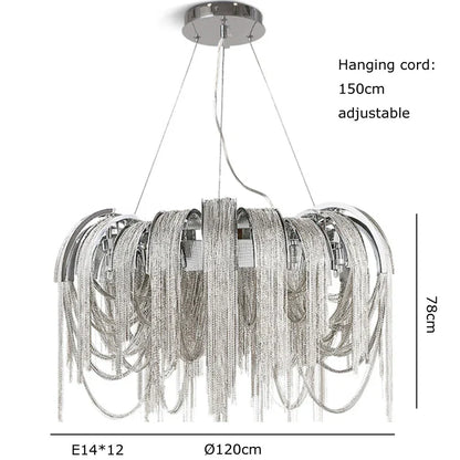 DecorBites™ Aluminum Chain Pendant Lights Postmodern Tassel Hanging Lamp for Dining Table