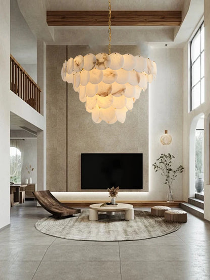 Big Ceiling Chandelier Marble Lighting over Living Room Foyer Luxury Hanging Lamps Stone Elegant Lustres 2024