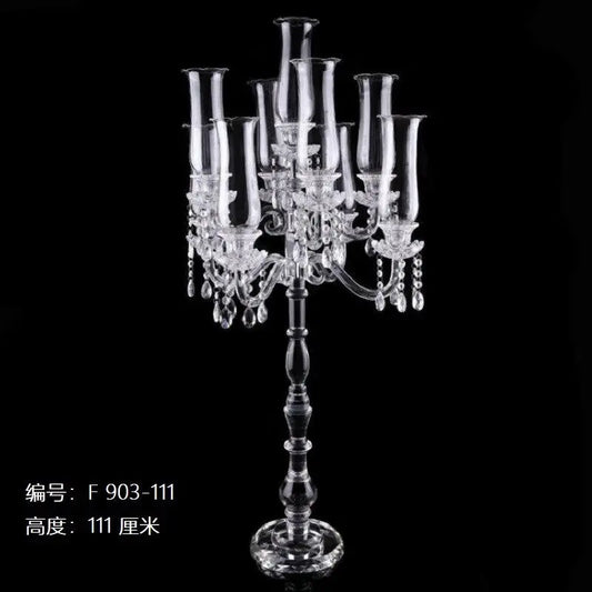 DecorBites™ Crystal Glass Cover Candle Holders - Elegant Table Centerpiece for Candlelight Dinners