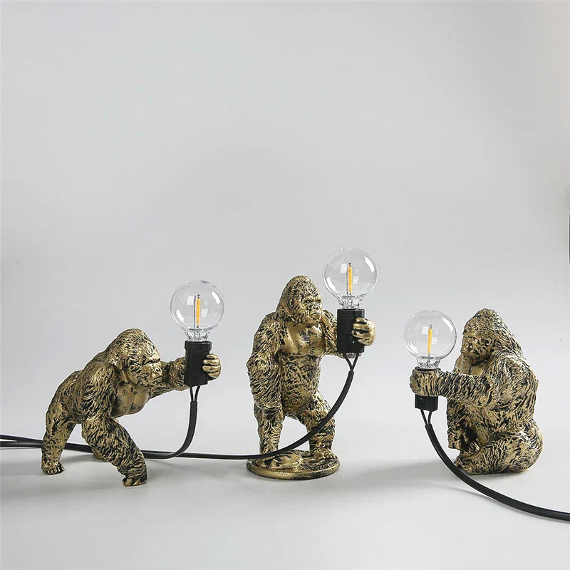 DecorBites™ King Kong Resin Night Light: Customizable LED Table Lamp for Modern Living Spaces