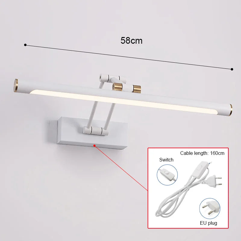 Aplique de pared para baño LED Decorbites™ de 58 cm, iluminación moderna para interior y dormitorio