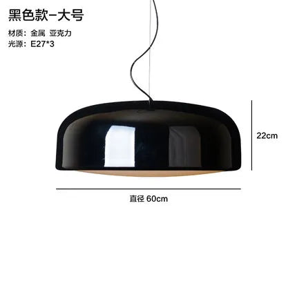 DecorBites™ Glossy Black Round Nordic Pendant Light for Dining Room and Bar Decor
