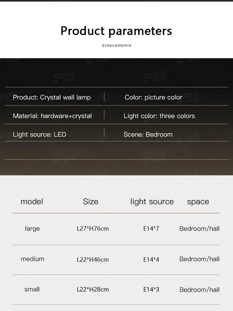 Lámpara de pared de cristal DecorBites™: Iluminación nocturna elegante y lujosa para sala de estar, dormitorio o villa