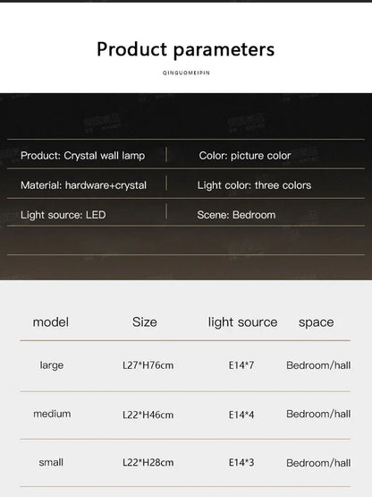 Lámpara de pared de cristal DecorBites™: Iluminación nocturna elegante y lujosa para sala de estar, dormitorio o villa