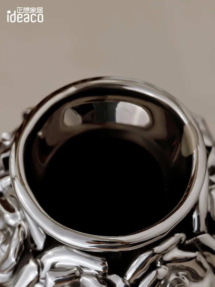 DecorBites™ Elegant Gold Ceramic Rose Vase for Modern Home Decor & Wedding Centerpieces