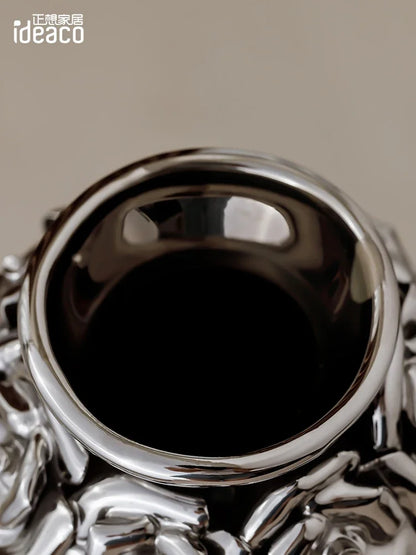 DecorBites™ Elegant Gold Ceramic Rose Vase for Modern Home Decor & Wedding Centerpieces