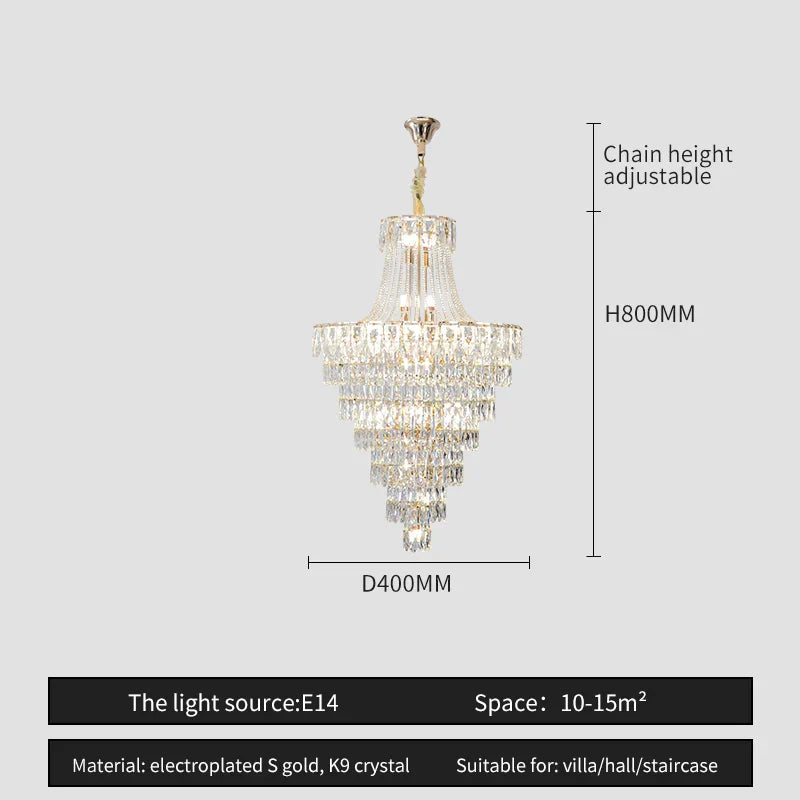 DecorBites™ Crystal Chandelier Art Living Room Lighting for Duplex Buildings and High-End Restaurants