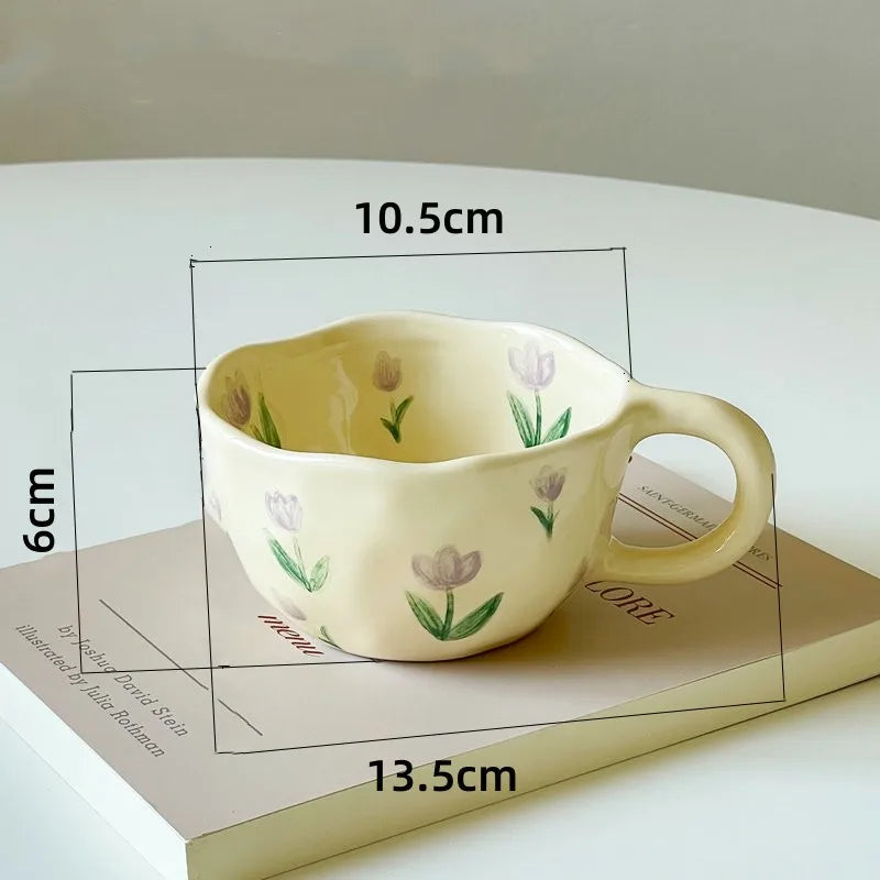 Ins Style Hand Kneading Special-Shaped Ceramic Coffee Cup Flower Creative Mug High Color Value Breakfast Cup Juice Cup Milk Cup