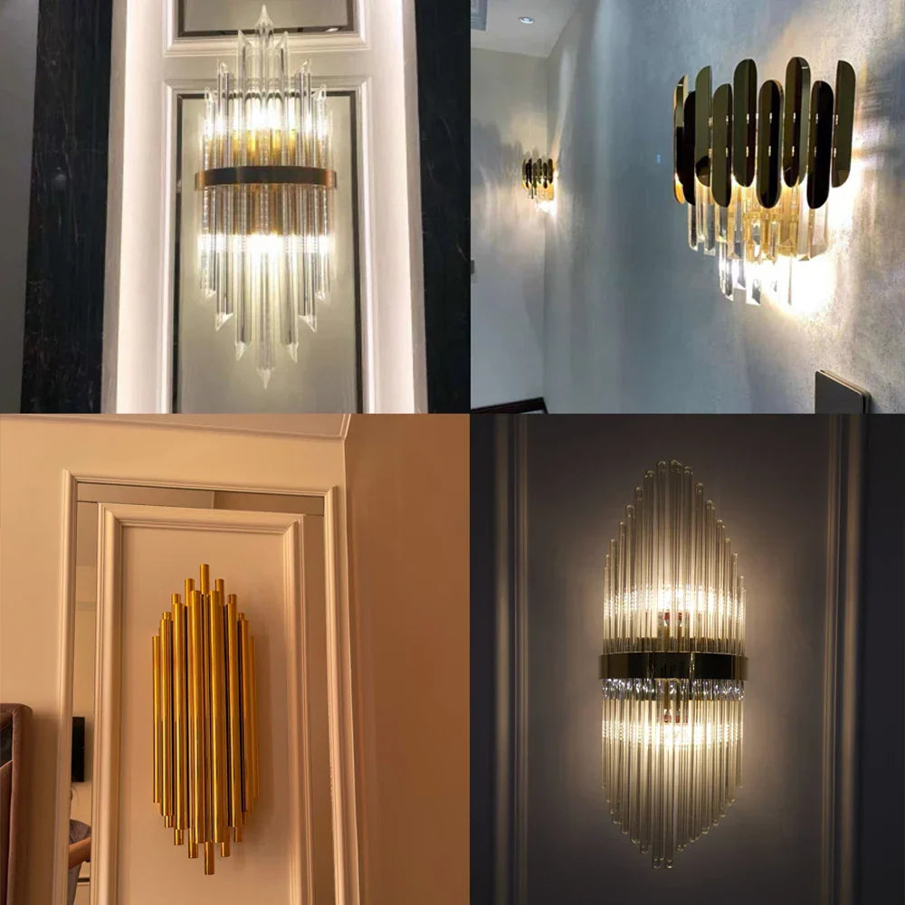 Gold Crystal LED Sconce Warm White 2700K