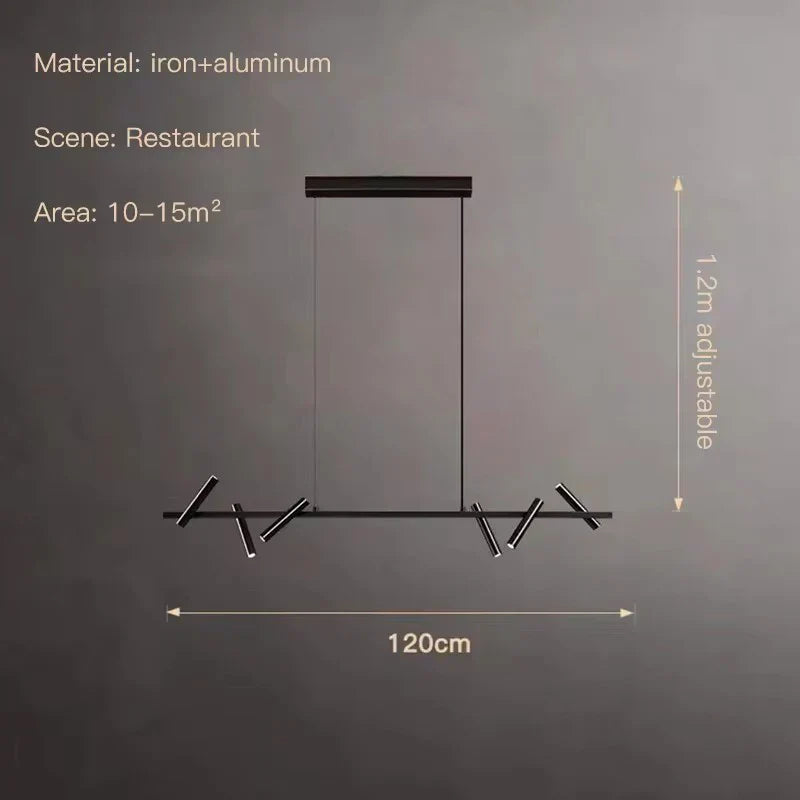 DecorBites™ Black LED Spot Chandelier: Modern Minimalist Rotatable Hanging Lamp for Home Decor