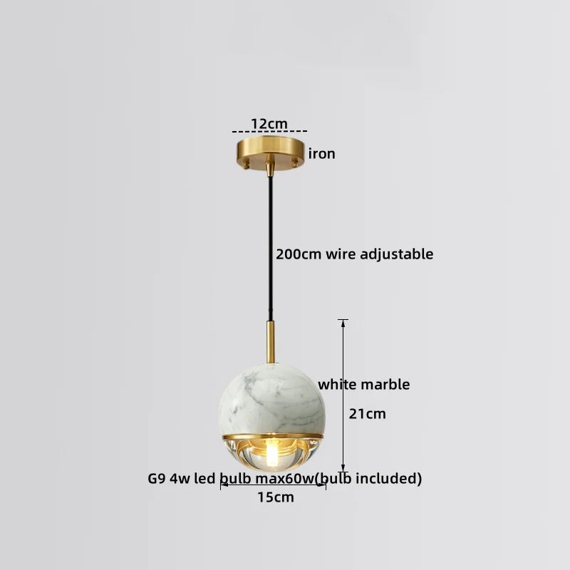 DecorBites™ LED Marble Pendant Lamp: Modern Luxury Hanging Light for Home, Restaurant & Bedroom