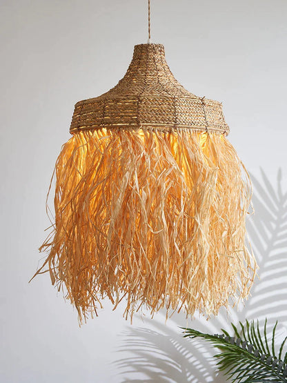 DecorBites™ Handmade Woven Rattan Grass Pendant Lamps - Simple Natural Design for Wabi Sabi Style
