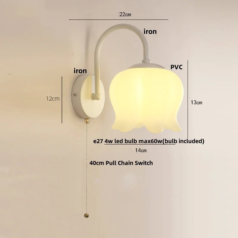 DecorBites™ Iron LED Wall Sconce Pull Chain Switch Stair Light Fixture for Study Hallway