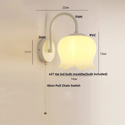 DecorBites™ Iron LED Wall Sconce Pull Chain Switch Stair Light Fixture for Study Hallway