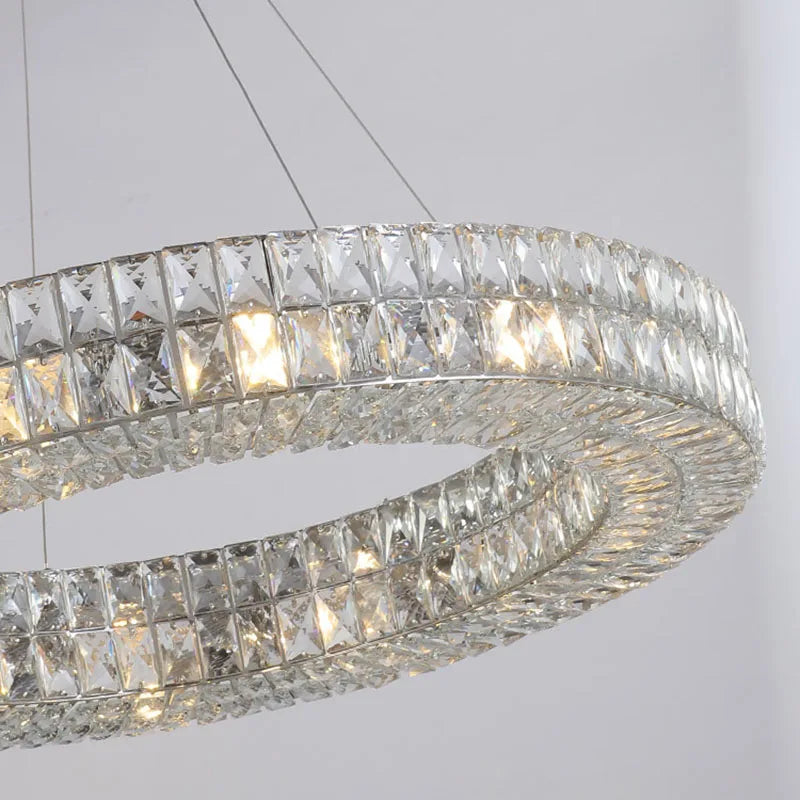DecorBites™ Gold K9 Crystal LED Ring Chandelier Pendant Light for Home Decor