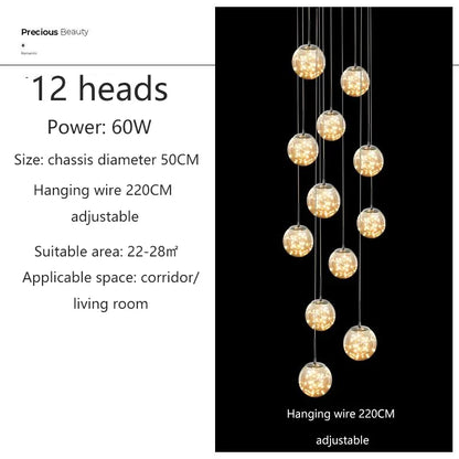 Gypsophila Glass Bubble Staircase Pendant Chandelier
