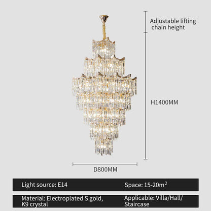 DecorBites™ Elegant Crystal Chandelier for Duplex Living Room, Hotel Lobby - Luxury Atmosphere
