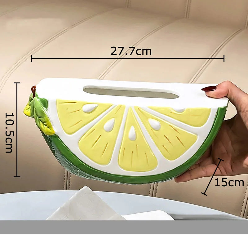 DecorBites™ Lemon Ceramic Tissue Box - Cute Table Decoration - Bedside Paper Towel Case