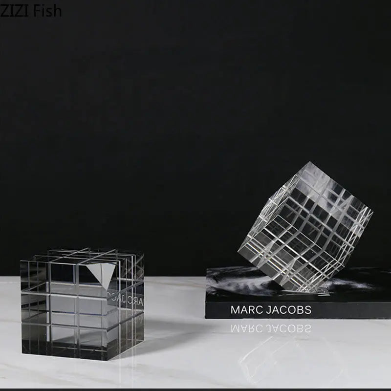 DecorBites™ Cubo Mágico de Cristal Adorno de Escritorio Escultura Artesanías Decorativas