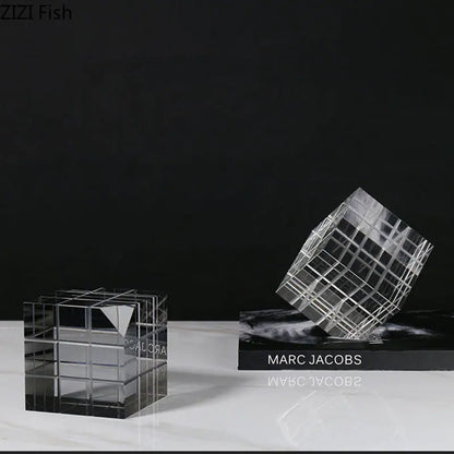 DecorBites™ Cubo Mágico de Cristal Adorno de Escritorio Escultura Artesanías Decorativas