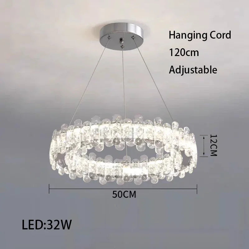 DecorBites™ Crystal LED Ceiling Chandelier: Modern Dimmable Lighting Fixture for Stylish Home Decor