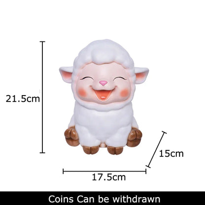 DecorBites™ Little Lamb Child Savings Jar Piggy Bank Aesthetic Desk Ornament Sculpture